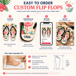 Personalized Flamingo Beach Flip Flops for Women | Custom Tropical Summer Sandals | Palm Beach Vacation Gift - FlamingoAholic