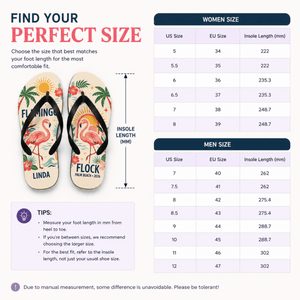 Personalized Flamingo Beach Flip Flops for Women | Custom Tropical Summer Sandals | Palm Beach Vacation Gift - FlamingoAholic