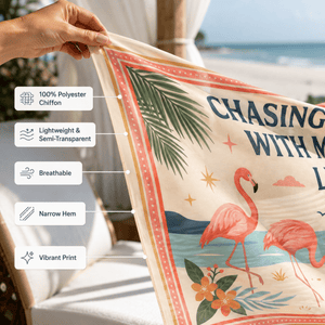 Personalized Flamingo Beach Sarong | Custom Chiffon Cover Up Wrap for Women Vacation Gift - FlamingoAholic