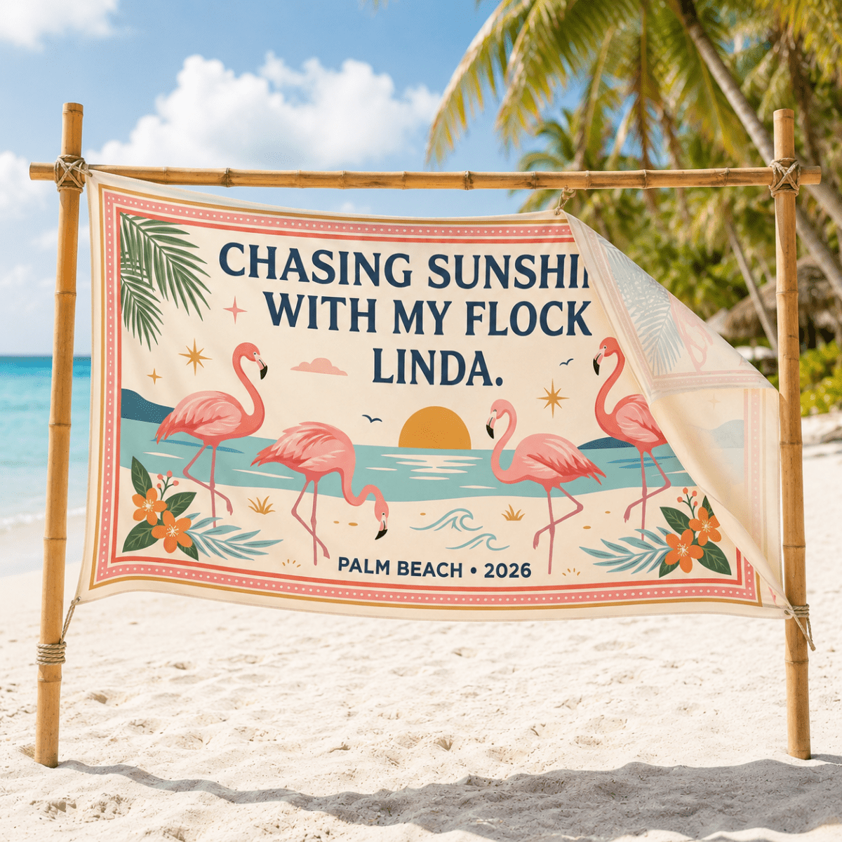 Personalized Flamingo Beach Sarong | Custom Chiffon Cover Up Wrap for Women Vacation Gift - FlamingoAholic