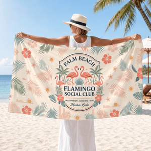 Personalized Flamingo Beach Sarong | Custom Chiffon Cover Up Wrap | Tropical Vacation Gift - FlamingoAholic
