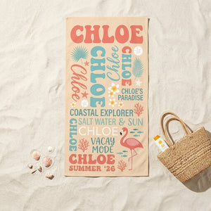 Personalized Flamingo Beach Towel - Custom Name "Chloe's Paradise" Summer Gift - FlamingoAholic