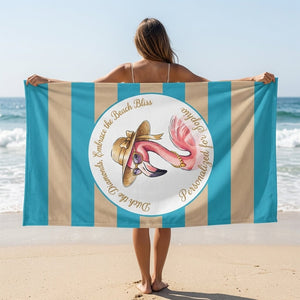Personalized Flamingo Beach Towel - "Ditch the Diamonds" Custom Name Summer Gift - FlamingoAholic