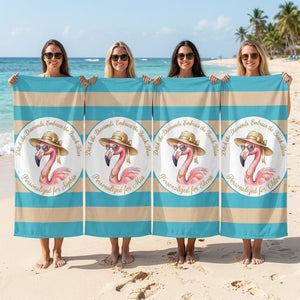 Personalized Flamingo Beach Towel - "Ditch the Diamonds" Custom Name Summer Gift - FlamingoAholic