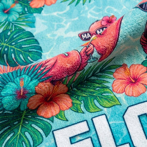 Personalized Flamingo Beach Towel - "Flock Till You Drop" Custom Name Summer Gift - FlamingoAholic
