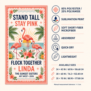 Personalized Flamingo Beach Towel | Stand Tall Stay Pink | Custom Best Friends Beach Gift - FlamingoAholic