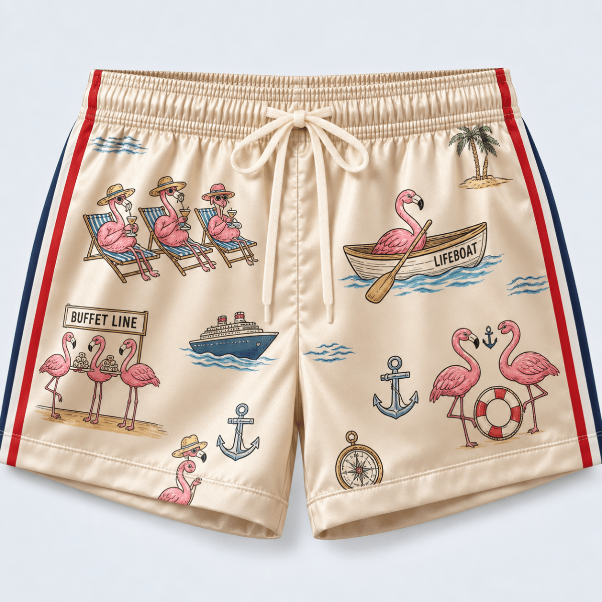 Personalized Flamingo Cruise & Relax Satin Pajama Set for Women - FlamingoAholic