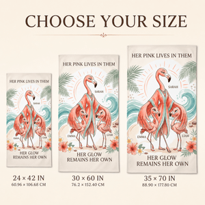 Personalized Flamingo Family Beach Towel | Custom Mom & Kids Towel | Mother's Beach Gift - FlamingoAholic