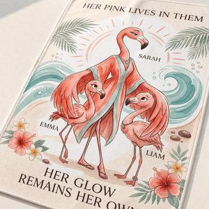 Personalized Flamingo Family Beach Towel | Custom Mom & Kids Towel | Mother's Beach Gift - FlamingoAholic