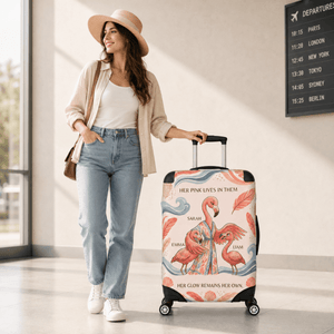 Personalized Flamingo Family Luggage Cover | Custom Suitcase Protector Travel Gift - FlamingoAholic