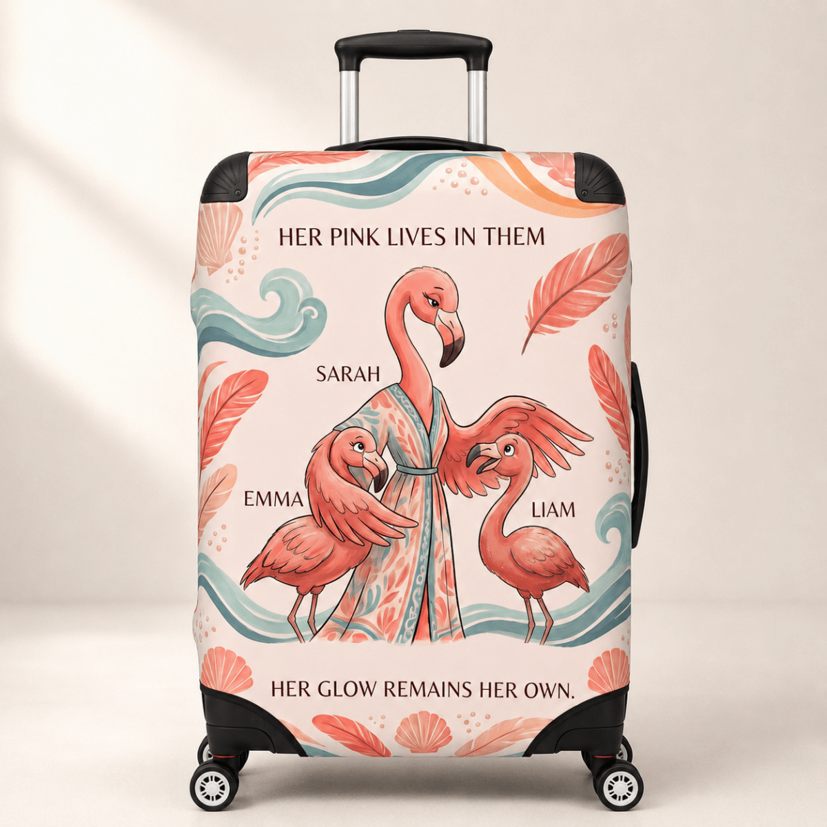 Personalized Flamingo Family Luggage Cover | Custom Suitcase Protector Travel Gift - FlamingoAholic