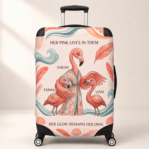 Personalized Flamingo Family Luggage Cover | Custom Suitcase Protector Travel Gift - FlamingoAholic