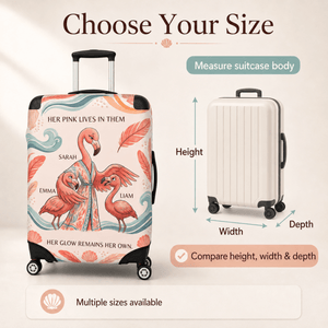 Personalized Flamingo Family Luggage Cover | Custom Suitcase Protector Travel Gift - FlamingoAholic