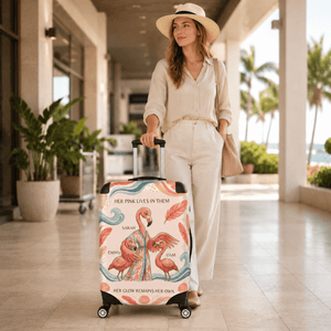 Personalized Flamingo Family Luggage Cover | Custom Suitcase Protector Travel Gift - FlamingoAholic