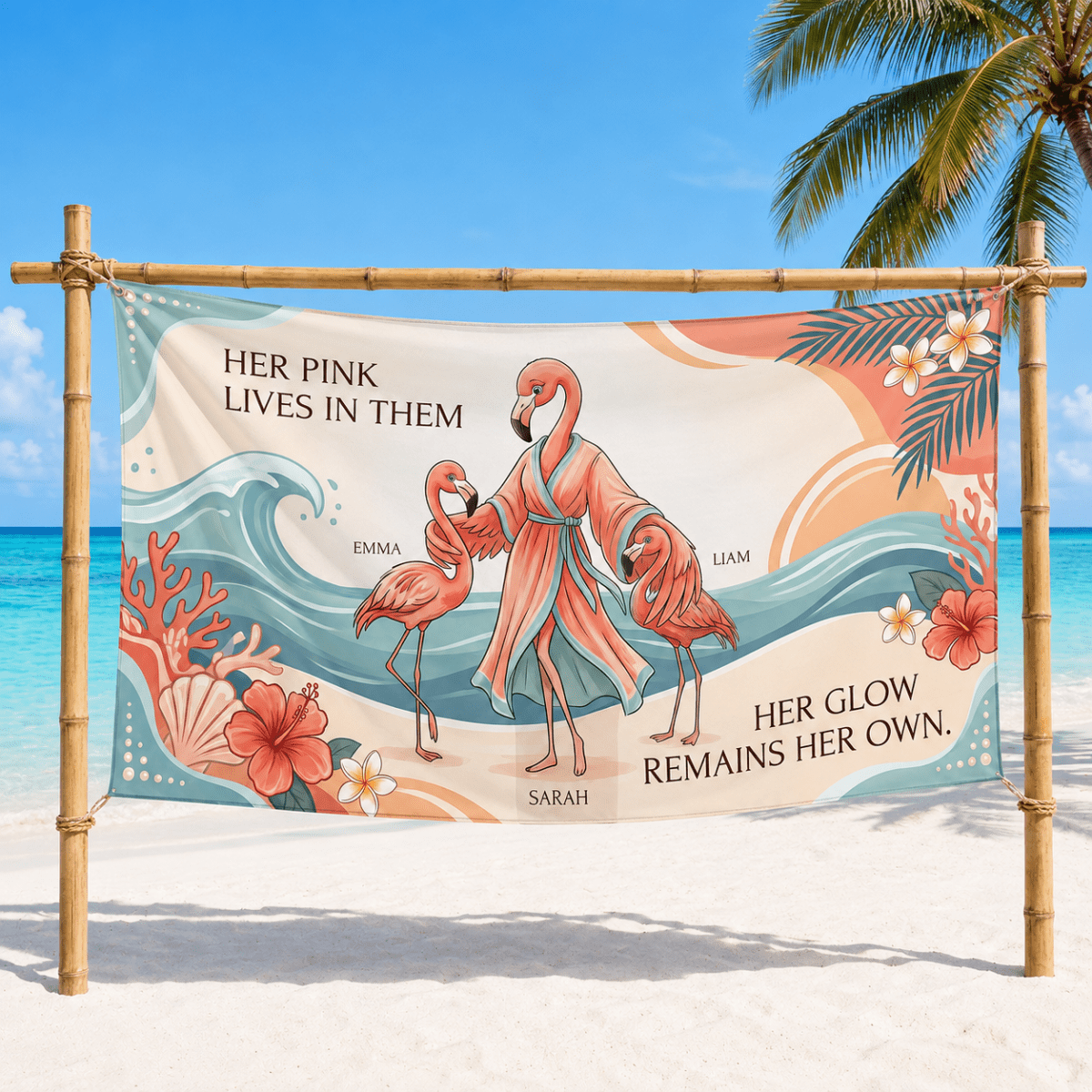 Personalized Flamingo Family Sarong | Custom Beach Cover Up | Mom Beach Vacation Gift - FlamingoAholic