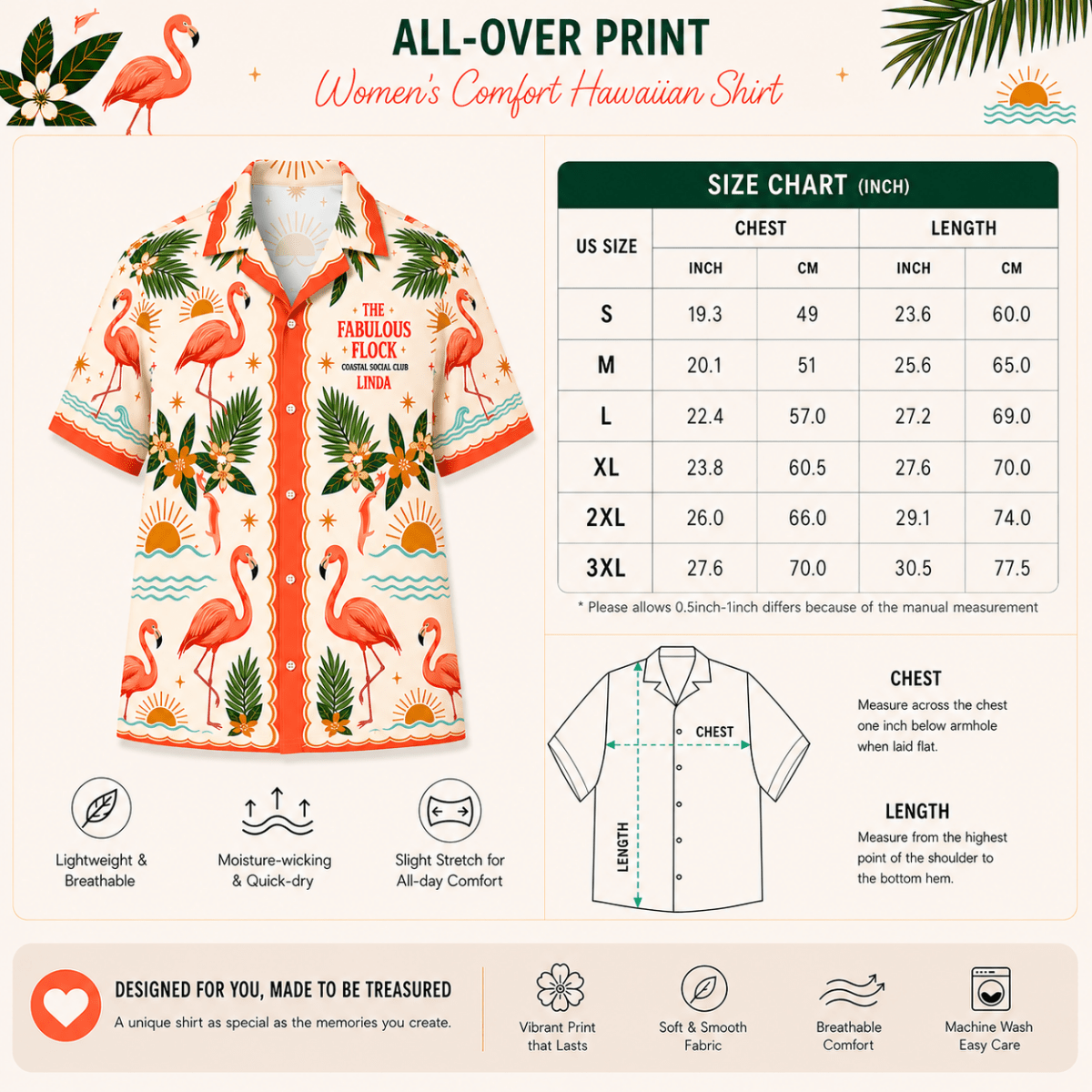 Personalized Flamingo Flock Getaway Hawaiian Shirt for Women | Custom Girls Trip Beach Vacation Shirt - FlamingoAholic