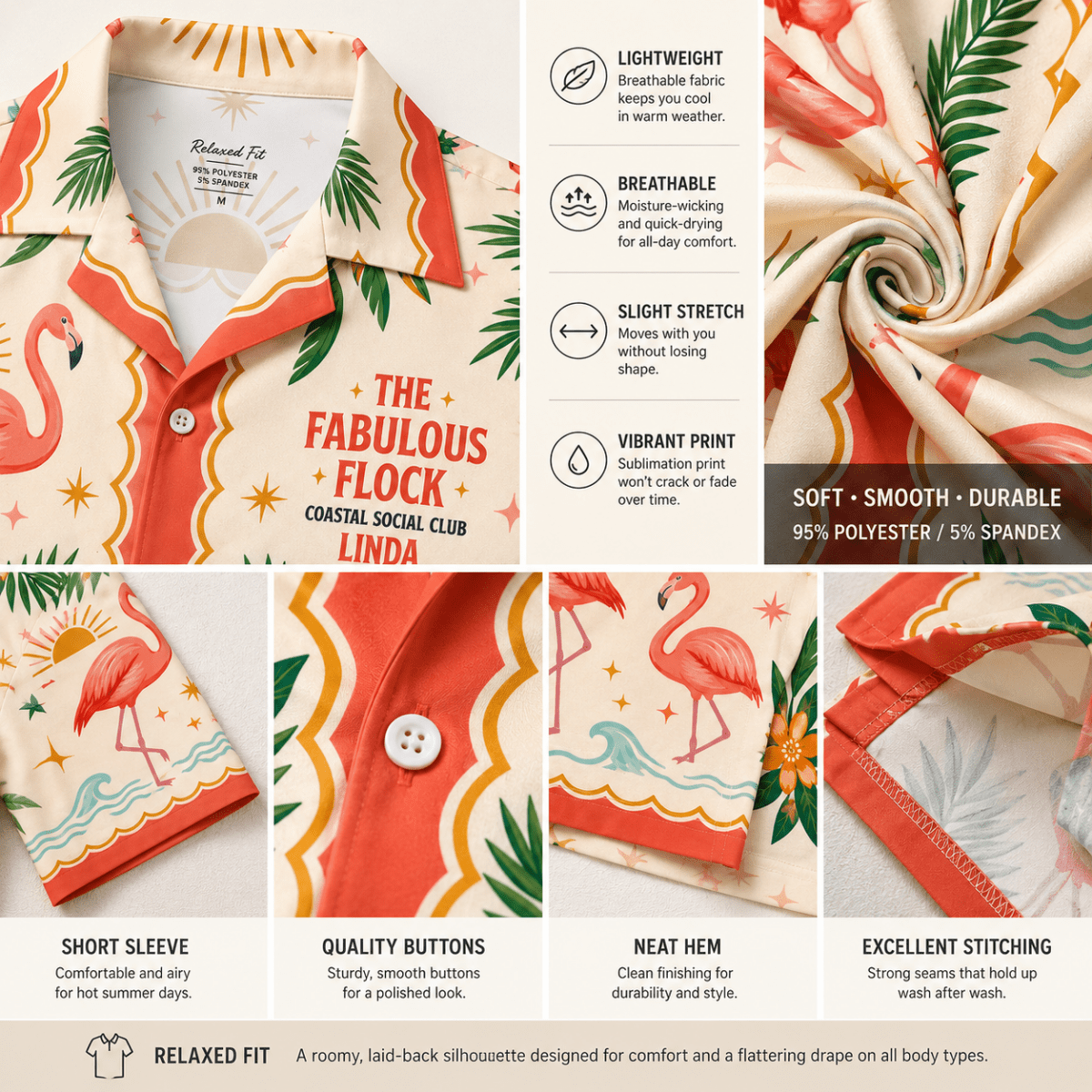 Personalized Flamingo Flock Getaway Hawaiian Shirt for Women | Custom Girls Trip Beach Vacation Shirt - FlamingoAholic