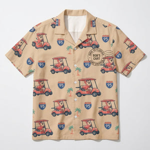 Personalized Flamingo "Golf Cart Cruiser" Tropical Hawaiian Shirt - FlamingoAholic