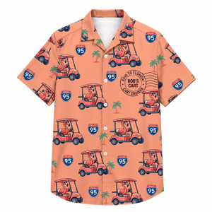 Personalized Flamingo "Golf Cart Cruiser" Tropical Hawaiian Shirt - FlamingoAholic