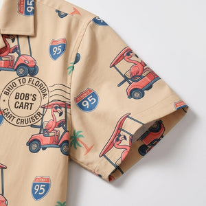 Personalized Flamingo "Golf Cart Cruiser" Tropical Hawaiian Shirt - FlamingoAholic