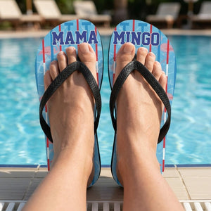 Personalized Flamingo Lightweight Flip Flops - Custom Text "Mama Mingo" - FlamingoAholic