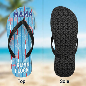 Personalized Flamingo Lightweight Flip Flops - Custom Text "Mama Mingo" - FlamingoAholic