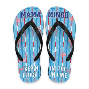 Personalized Flamingo Lightweight Flip Flops - Custom Text "Mama Mingo" - FlamingoAholic