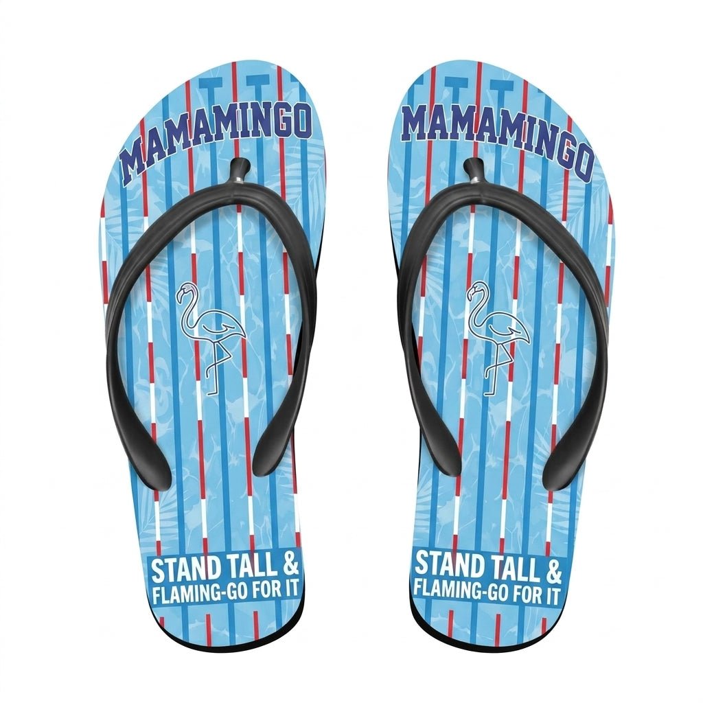 Personalized Flamingo Lightweight Flip Flops - Custom Text "Mama Mingo" - FlamingoAholic