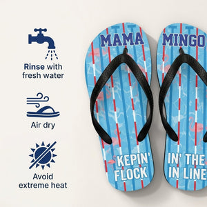 Personalized Flamingo Lightweight Flip Flops - Custom Text "Mama Mingo" - FlamingoAholic