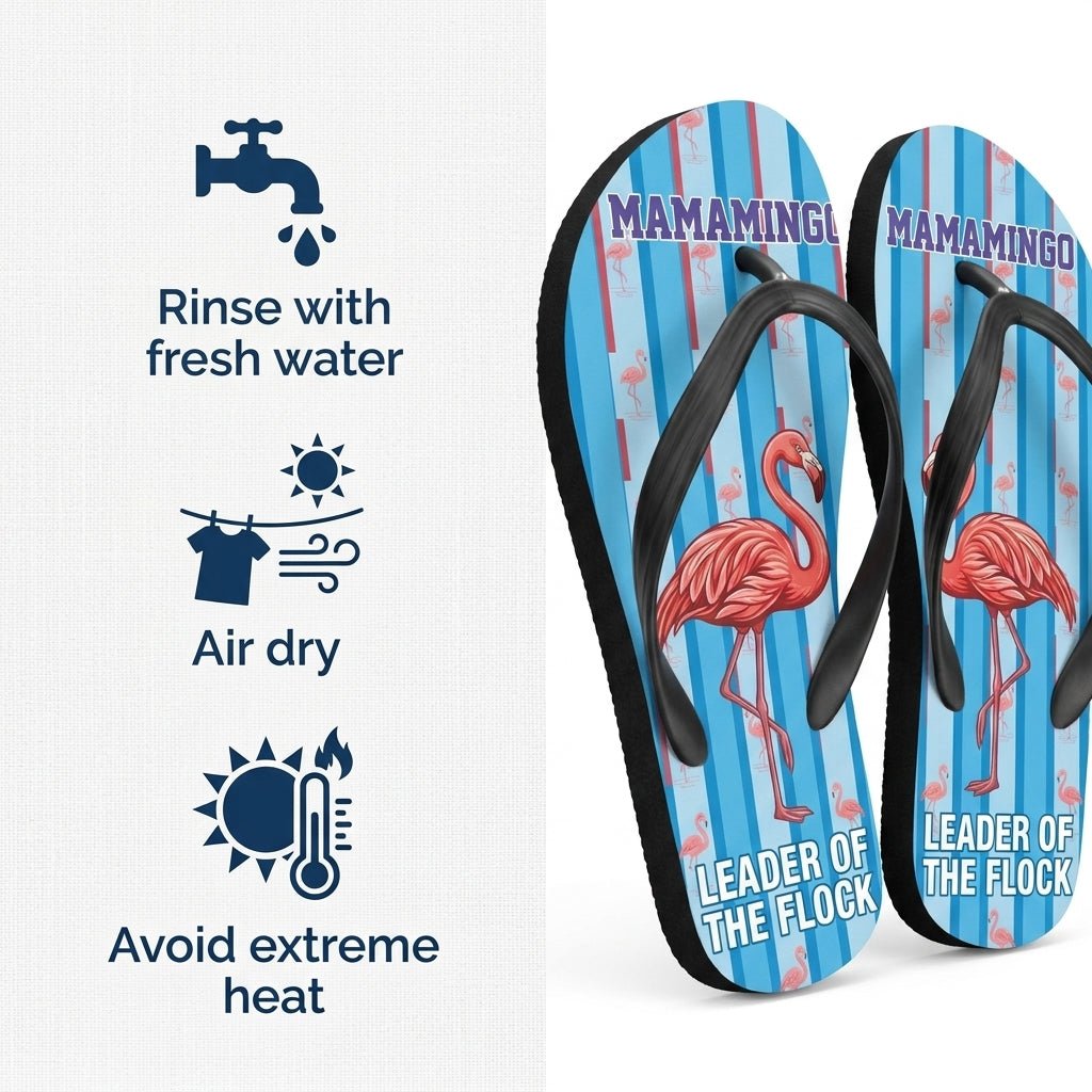 Personalized Flamingo Lightweight Flip Flops - Custom Text "Mamamingo" - FlamingoAholic