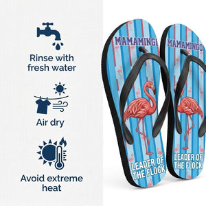 Personalized Flamingo Lightweight Flip Flops - Custom Text "Mamamingo" - FlamingoAholic
