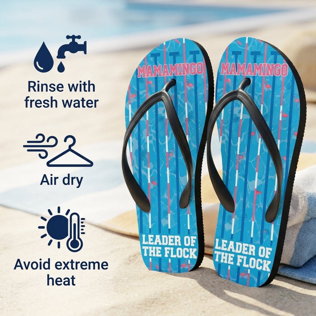 Personalized Flamingo Lightweight Flip Flops - Custom Text "Mamamingo" - FlamingoAholic