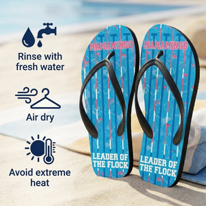 Personalized Flamingo Lightweight Flip Flops - Custom Text "Mamamingo" - FlamingoAholic