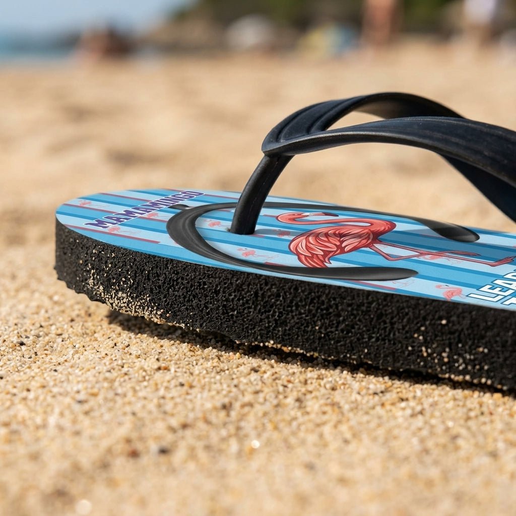 Personalized Flamingo Lightweight Flip Flops - Custom Text "Mamamingo" - FlamingoAholic