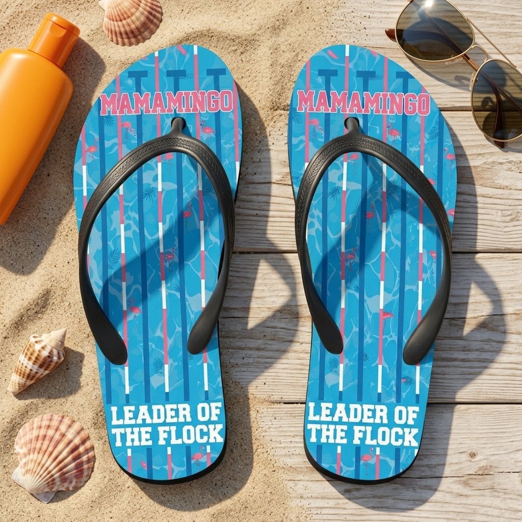 Personalized Flamingo Lightweight Flip Flops - Custom Text "Mamamingo" - FlamingoAholic
