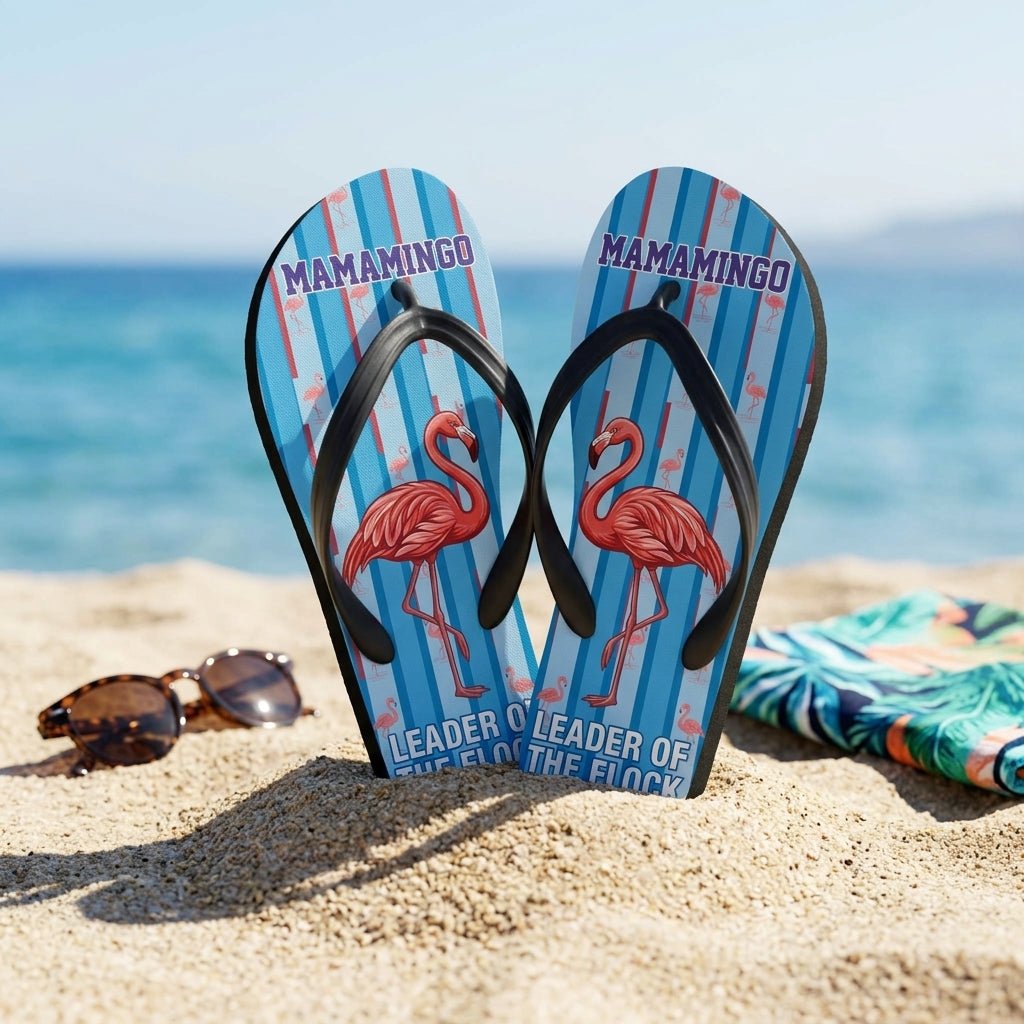 Personalized Flamingo Lightweight Flip Flops - Custom Text "Mamamingo" - FlamingoAholic