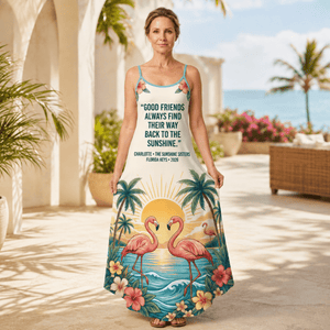 Personalized Flamingo Maxi Dress | Custom Beach Vacation Dress for Women Summer Gift - FlamingoAholic