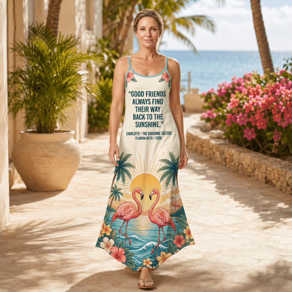 Personalized Flamingo Maxi Dress | Custom Beach Vacation Dress for Women Summer Gift - FlamingoAholic