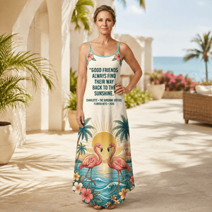 Personalized Flamingo Maxi Dress | Custom Beach Vacation Dress for Women Summer Gift - FlamingoAholic