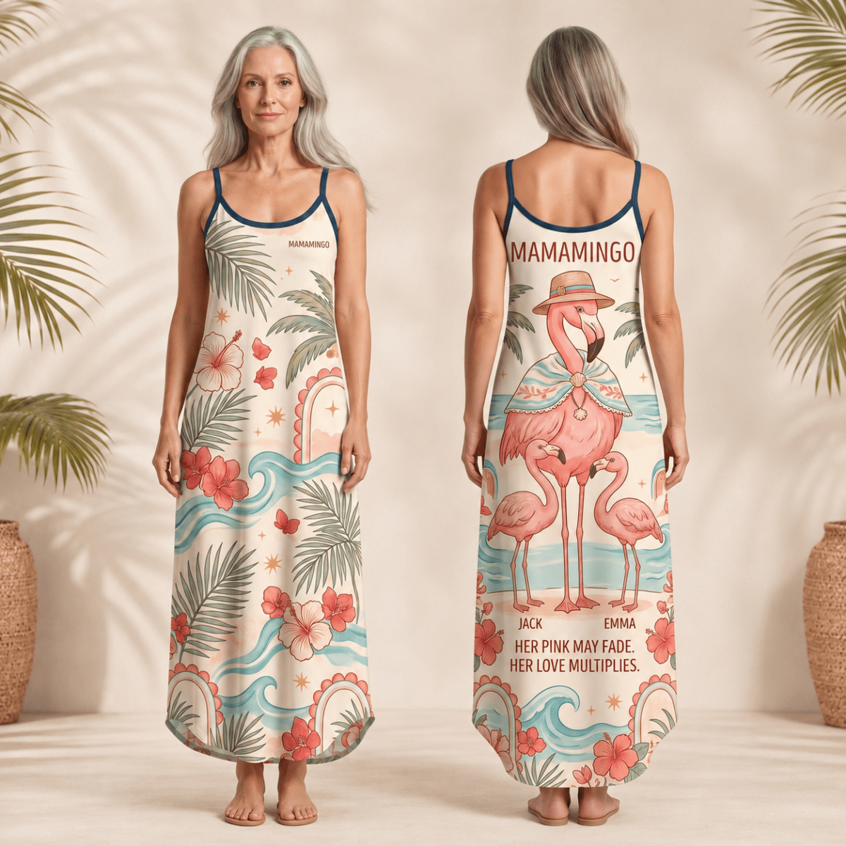 Personalized Flamingo Maxi Dress | Tropical Beach Dress for Women | Custom Vacation Gift - FlamingoAholic