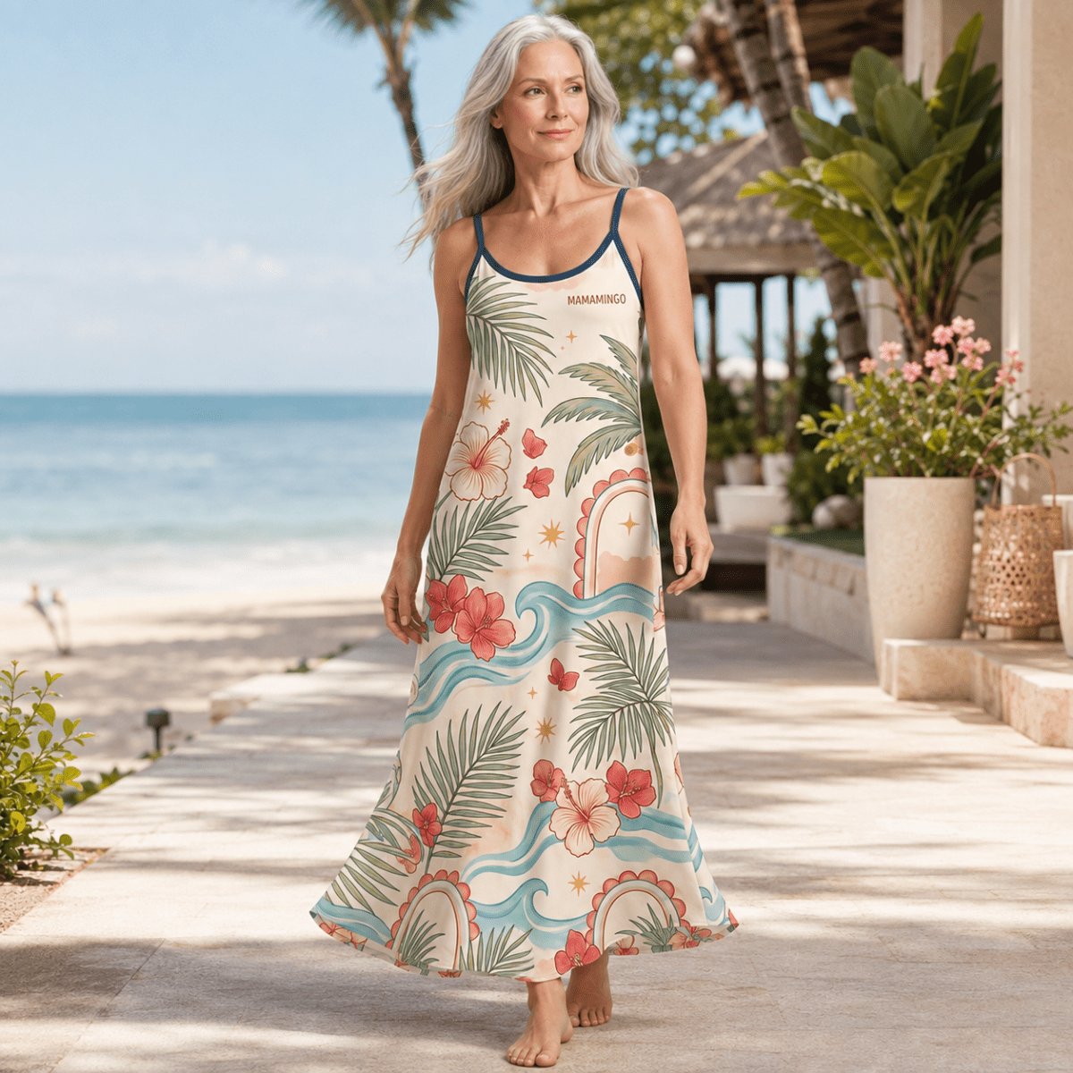 Personalized Flamingo Maxi Dress | Tropical Beach Dress for Women | Custom Vacation Gift - FlamingoAholic