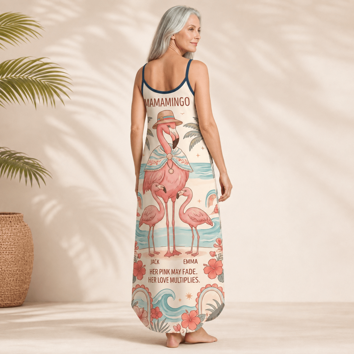 Personalized Flamingo Maxi Dress | Tropical Beach Dress for Women | Custom Vacation Gift - FlamingoAholic