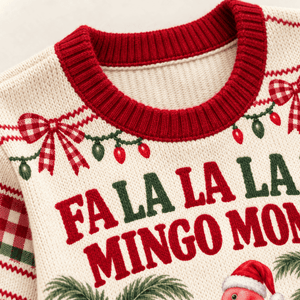 Personalized Flamingo Mom Christmas Sweater & Cardigan With Kids Names - FlamingoAholic