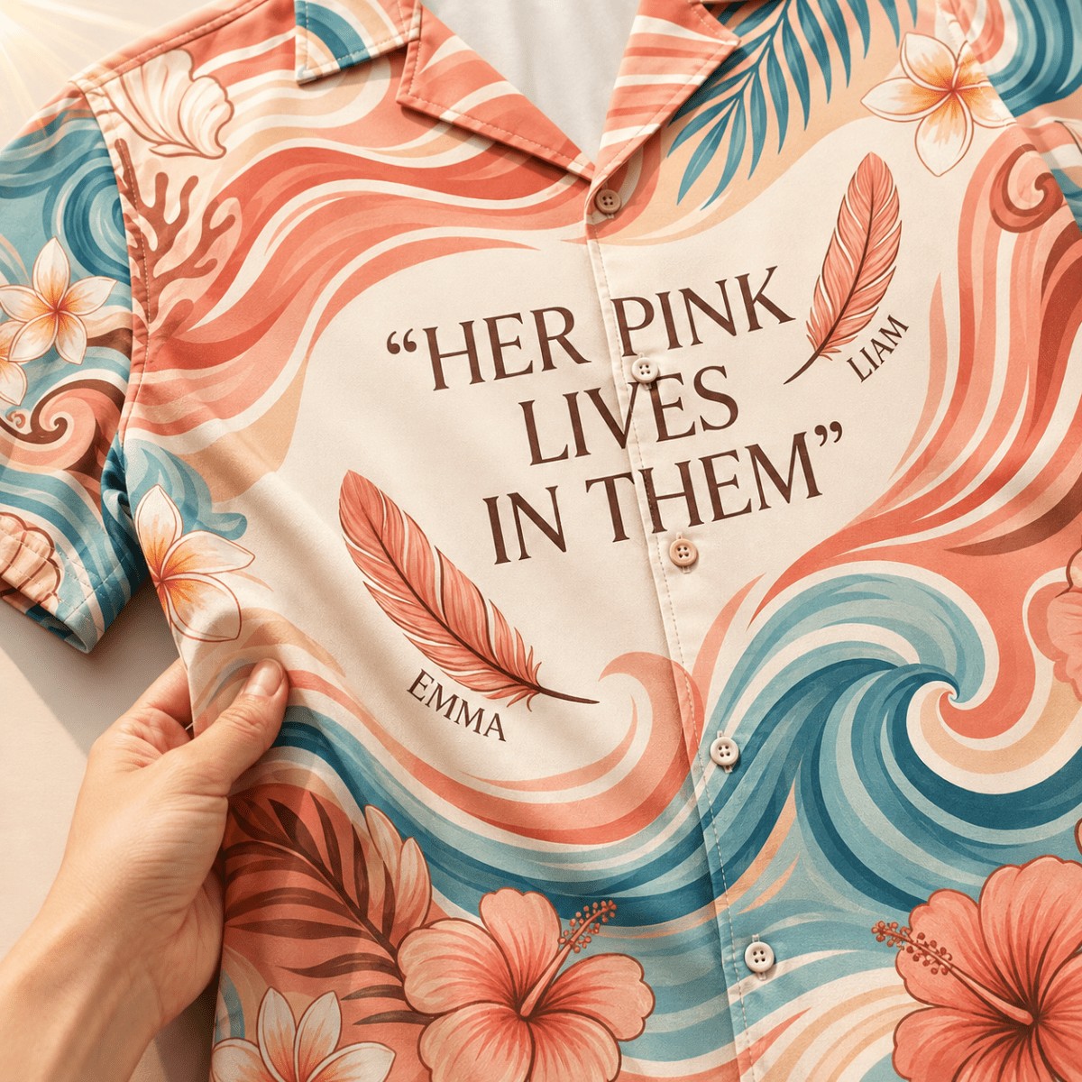 Personalized Flamingo Mom Hawaiian Shirt | Custom Mother's Love Beach Shirt | Gift for Mom from Kids - FlamingoAholic