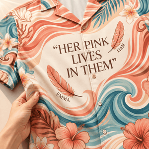 Personalized Flamingo Mom Hawaiian Shirt | Custom Mother's Love Beach Shirt | Gift for Mom from Kids - FlamingoAholic