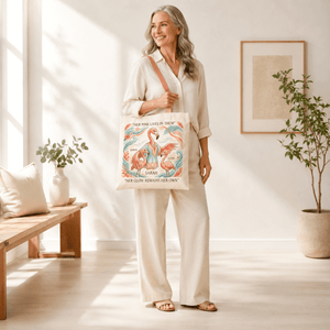 Personalized Flamingo Mom Tote Bag | Custom Mother & Kids Beach Canvas Shopping Bag - FlamingoAholic