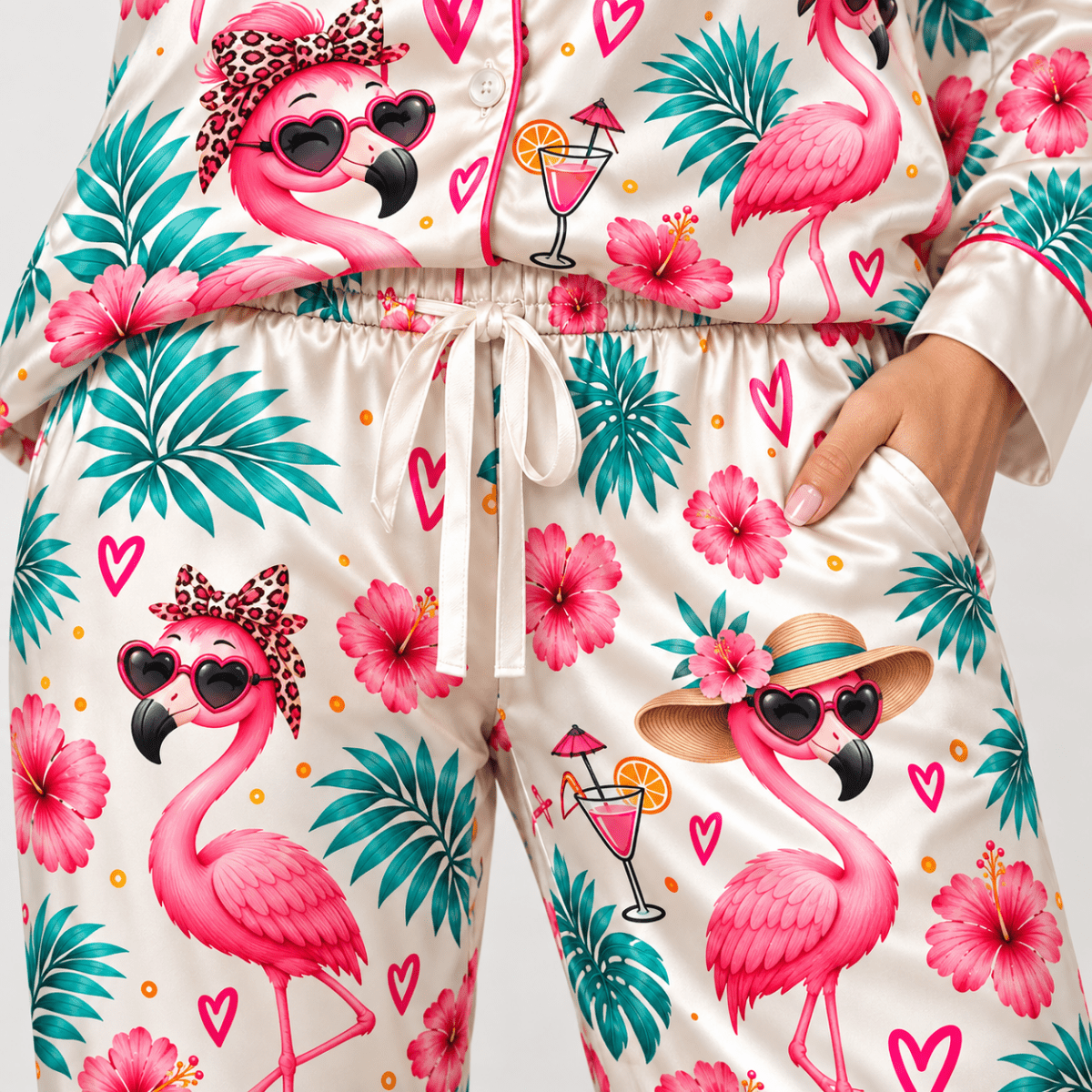 Personalized Flamingo Pajama Set for Women - Got No Time for Haters - FlamingoAholic