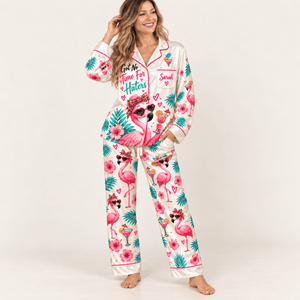 Personalized Flamingo Pajama Set for Women - Got No Time for Haters - FlamingoAholic