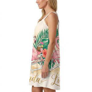 Personalized Flamingo Print Tropical Sling Summer Dress - FlamingoAholic