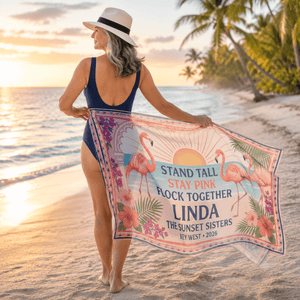 Personalized Flamingo Sarong | Custom Beach Cover Up | Stand Tall Stay Pink Gift - FlamingoAholic
